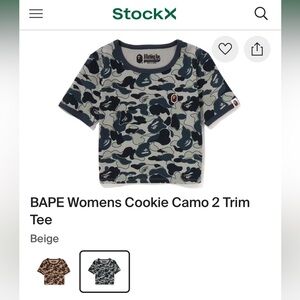 NWT NEW BAPE Womens Cookie Camo 2 Trim Tee Crop Top by A Bathing Ape Size M